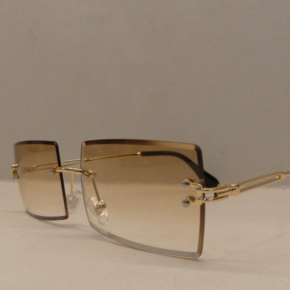 Rectangular No Brand Rimless Sunglasses - Picture 2 of 6